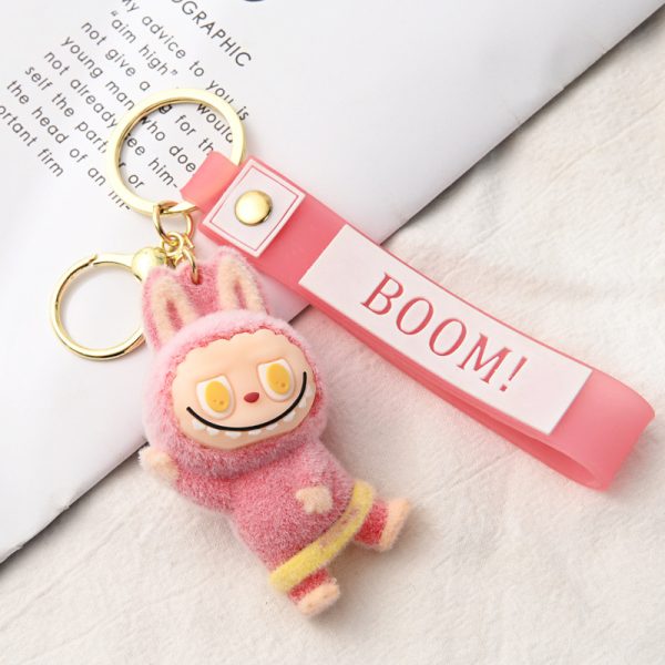 Labubu Plush Keychain – Kawaii Mini Key Ring with Colourful “BOOM!” - Image 2