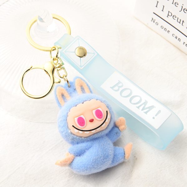 Labubu Plush Keychain – Kawaii Mini Key Ring with “BOOM!” Headband - Image 2