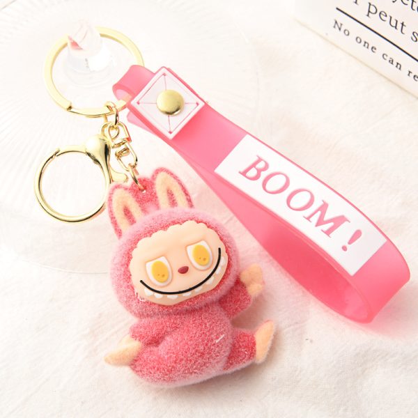 Labubu Plush Keychain – Kawaii Mini Key Ring with “BOOM!” Headband - Image 3