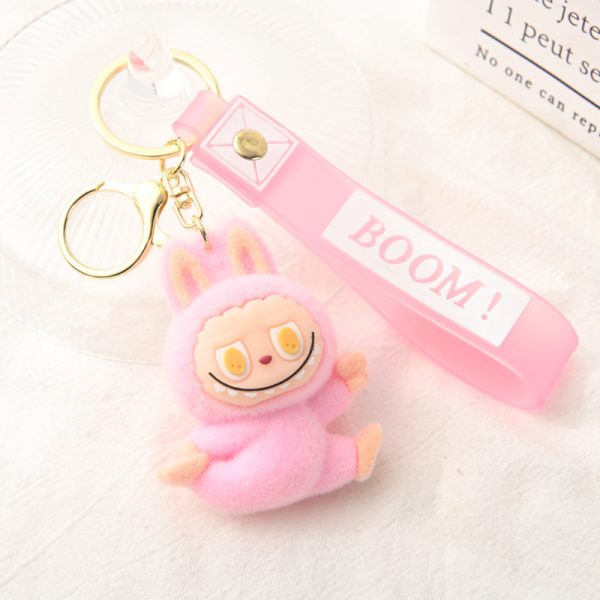 Labubu Plush Keychain – Kawaii Mini Key Ring with “BOOM!” Headband - Image 4