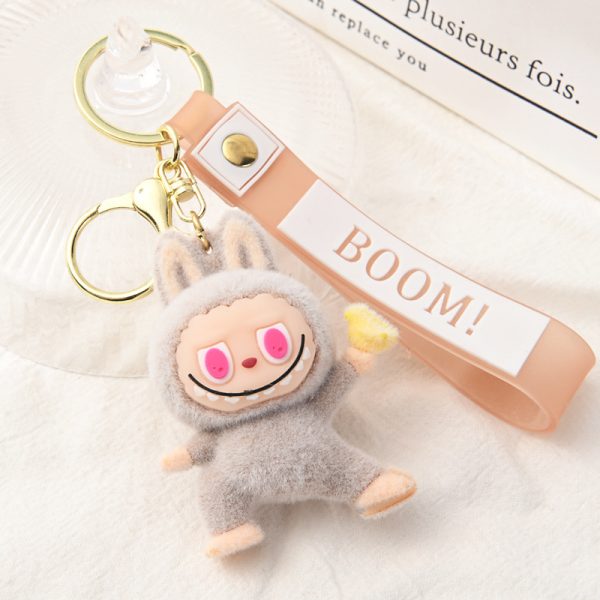 Labubu Plush Keychain – Cute Kawaii Key Ring with “BOOM!” Headband - Image 3