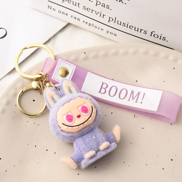 Labubu Plush Keychain – Kawaii Mini Key Ring with “BOOM!” Headband - Image 2