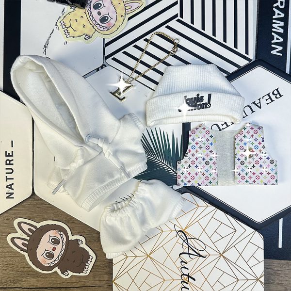 White Rainbow Streetwear Set for Labubu Freshness, Style & Positive Vibes - Image 2