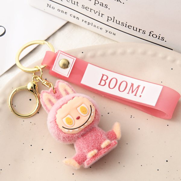 Labubu Plush Keychain – Kawaii Mini Key Ring with “BOOM!” Headband - Image 4