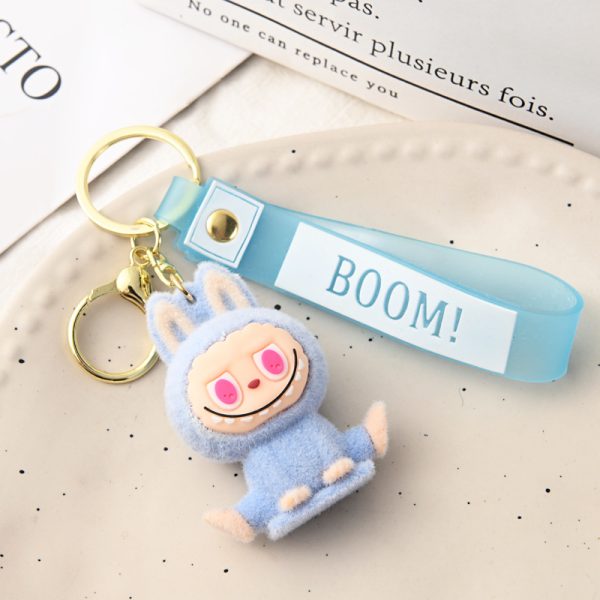 Labubu Plush Keychain – Kawaii Mini Key Ring with “BOOM!” Headband - Image 5