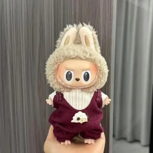 Soft Sheep Costume for Labubu Figurine – Bordeaux Cocoon Edition