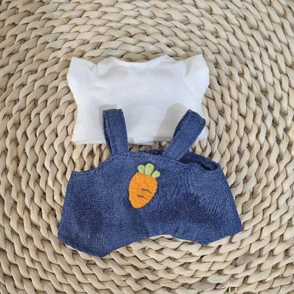 Carrot Denim Costume for Labubu Figurine – Pastel Blue Bucket Hat Edition - Image 2