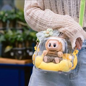 Transparent Kawaii Bag for Labubu Doll – Display Backpack with Strap
