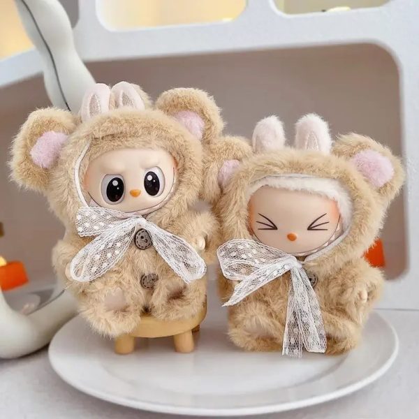 Clothes for 17 cm Plush Doll – Kawaii Outfit with Teddy Bear Hood - Image 3