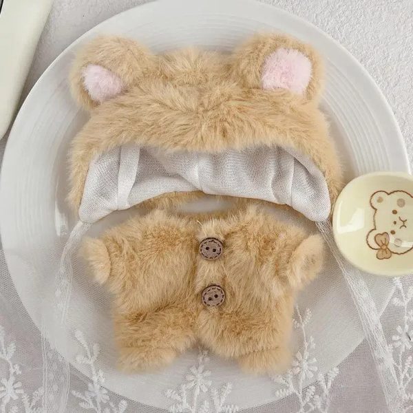 Clothes for 17 cm Plush Doll – Kawaii Outfit with Teddy Bear Hood - Image 4