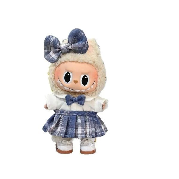Kawaii Outfit for Labubu Doll – Blue Dress with Matching Bow - Image 3