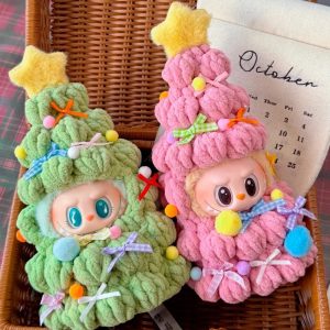 Labubu 17 cm Handmade Crochet Christmas Tree Outfit – Soft Plush Holiday Costume (5 Variations, No Doll)