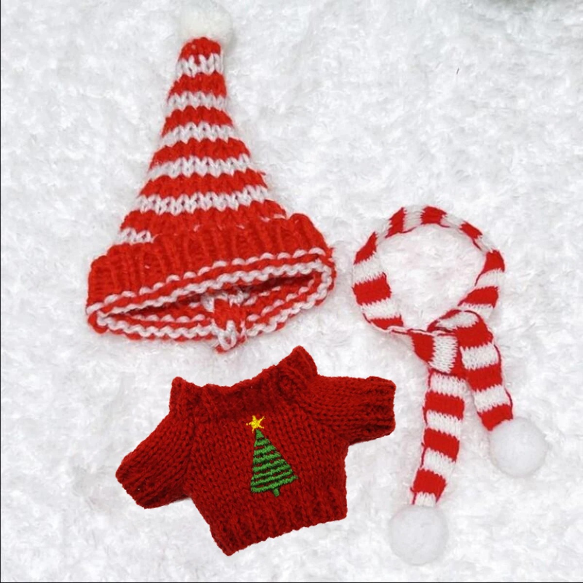 Labubu 17 cm Christmas Knit Outfit Set – 3-Piece Holiday Clothes (4 Festive Variations) - Image 7