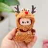 Labubu 17 cm Christmas Plush Costume – 6 Festive Outfits Collection (No Doll Included) - 🦌 Reindeer Cosplay – brown fur with antlers and red bow