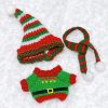 Labubu 17 cm Christmas Knit Outfit Set – 3-Piece Holiday Clothes (4 Festive Variations) - D