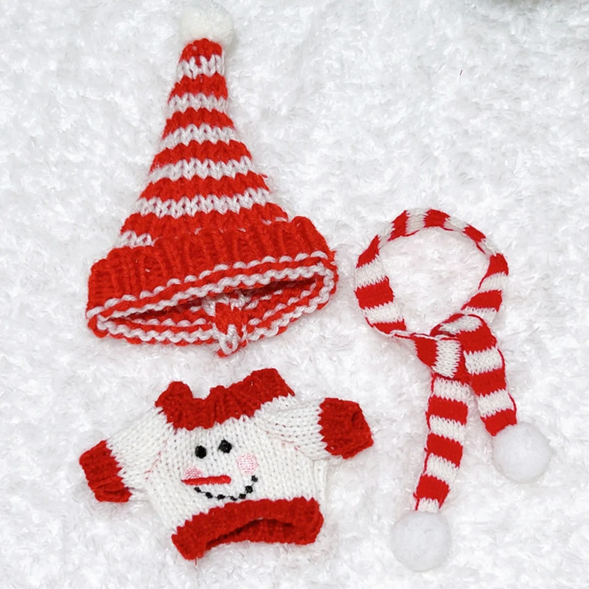 Labubu 17 cm Christmas Knit Outfit Set – 3-Piece Holiday Clothes (4 Festive Variations) - Image 6