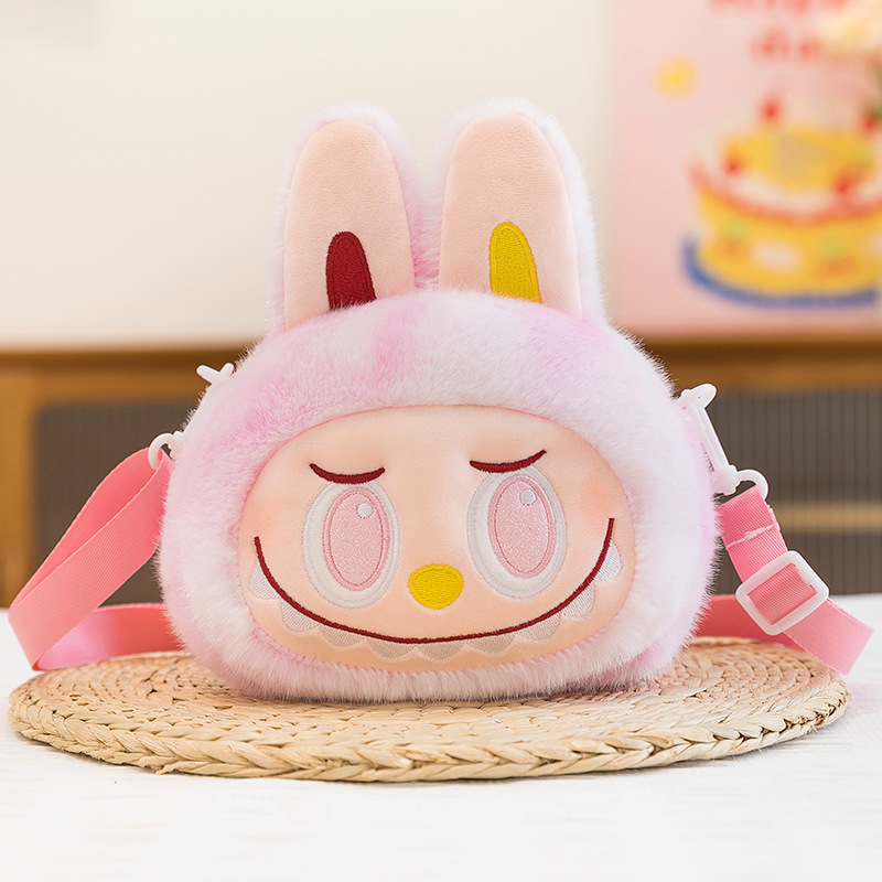 Labubu Plush Shoulder Bag – Pink Bunny Design | 22 cm Soft Crossbody Bag